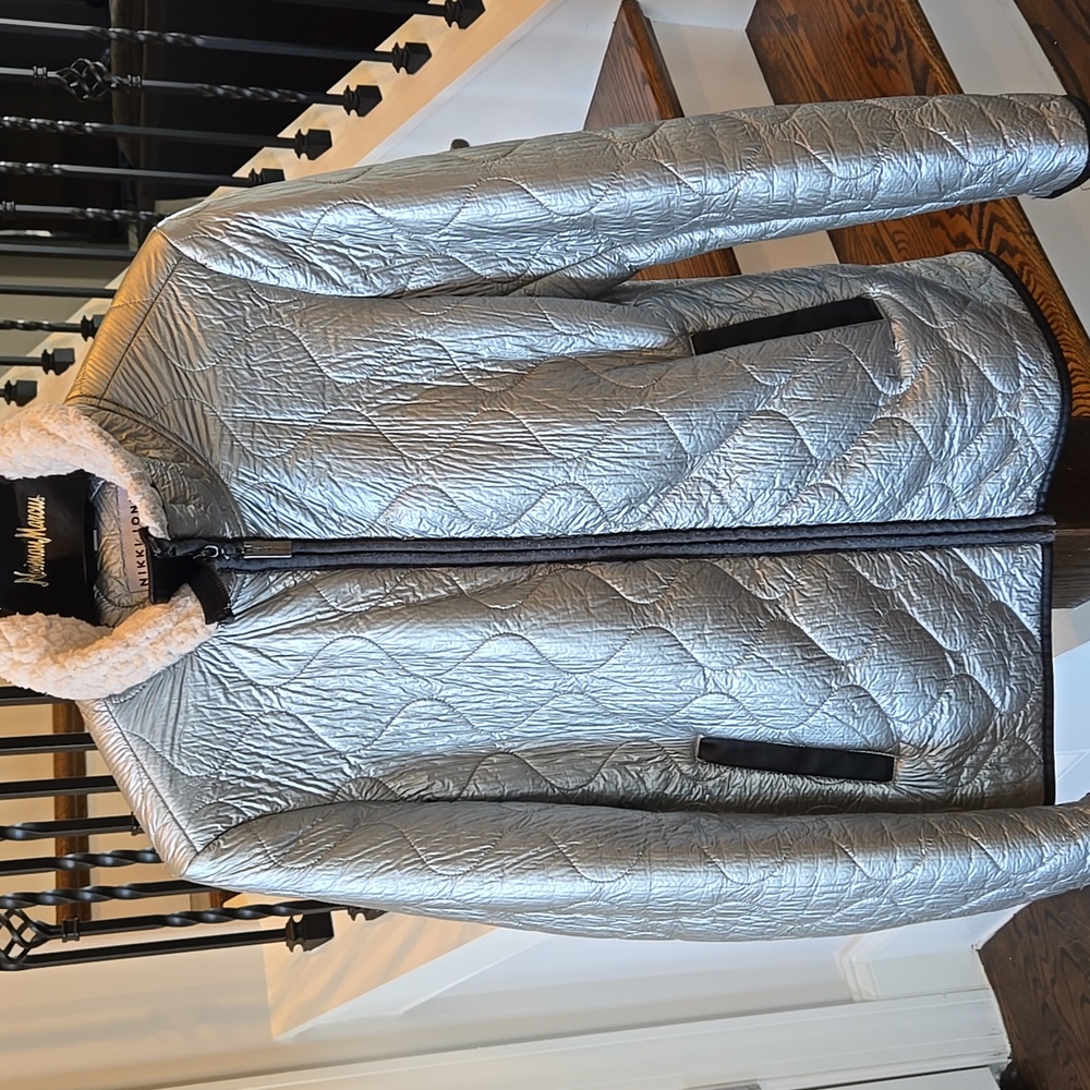 Silver Fleece Lined Quilted Jacket